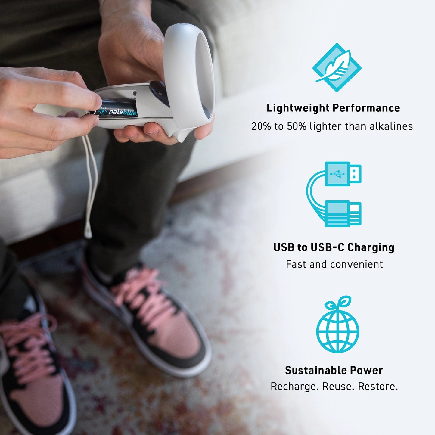 PaleBlue AA USB-C Rechargeable Batteries - 2025